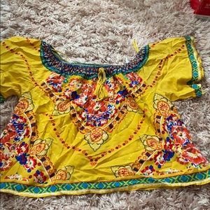 Off shoulder floral colorful top